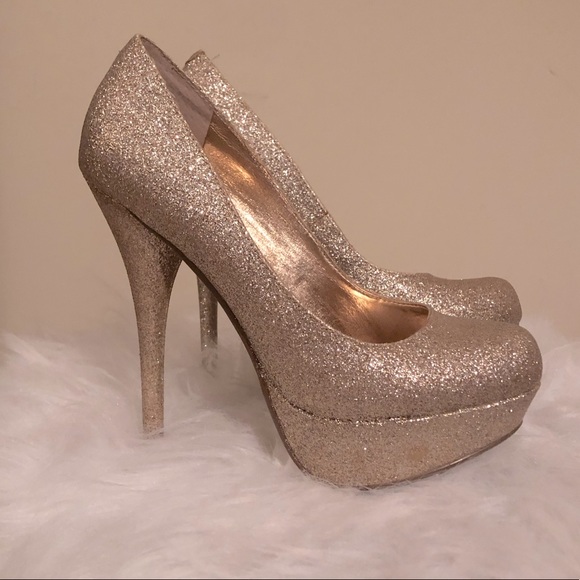 Bakers Shoes Gold Glitter Platform Heels Poshmark